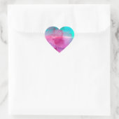Roze Blauwgroen Paarse Ombre Waterverf Hart Sticker (Tas)