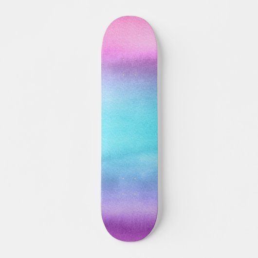 Roze Blauwgroen Paarse Waterverf Persoonlijk Skateboard (Voorkant)