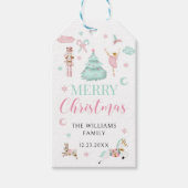 Roze blauwgroen pastel notenkraker vrolijk kerstfe cadeaulabel (Voorkant)