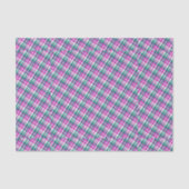 Roze Blauwgroen patroon controleren Afdruk Tartan Tissuepapier (Voorkant)