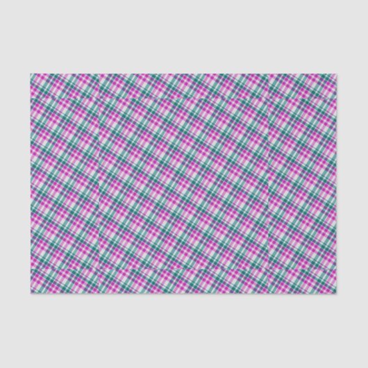 Roze Blauwgroen patroon controleren Afdruk Tartan  Tissuepapier (Voorkant)