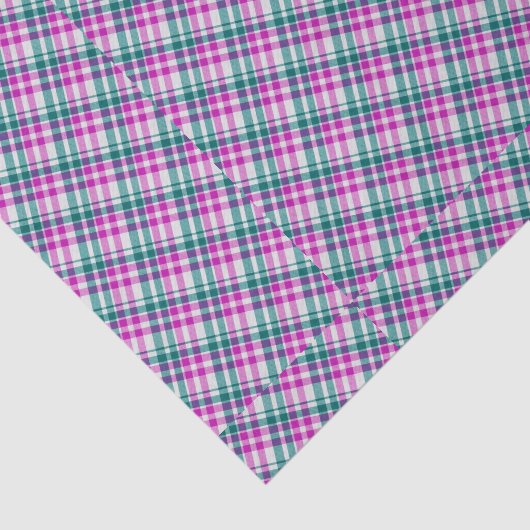 Roze Blauwgroen patroon controleren Afdruk Tartan Tissuepapier (Detail)
