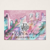 Roze Blauwgroen Pearl Opal Glitter Drift Logo Brac Visitekaartje (Voorkant)