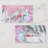 Roze Blauwgroen Pearl Opal Glitter Drip Cadeaubon Visitekaartje (Voorkant / Achterkant)