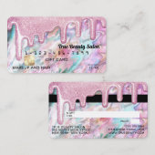 Roze Blauwgroen Pearl Opal Glitter Druppels Gift C Visitekaartje (Voorkant / Achterkant)