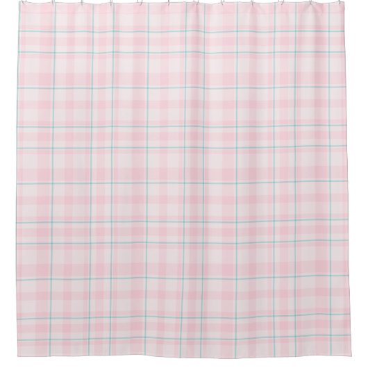 Roze Blauwgroen Plaid Douchegordijn (Voorkant)