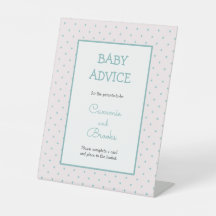 Roze Blauwgroen polka dot baby advies tabel teken