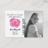 Roze Blauwgroen Roos Bat Mitzvah Save-the-Dates Advieskaart (Voorkant)