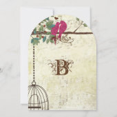 Roze Blauwgroen Tortelduifjes in een boombruiloft Kaart (Achterkant)