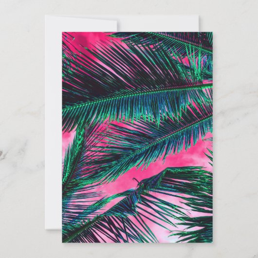 Roze Blauwgroen tropische zomerpalmen Kaart (Achterkant)