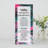 Roze Blauwgroen tropische zomerpalmen Programmakaart (Staand voorkant)