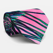 Roze Blauwgroen tropische zomerpalmen Stropdas (Opgerold)