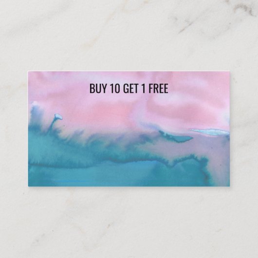 Roze Blauwgroen Waterverf Abstract 10 Klantenkaartje (Achterkant)