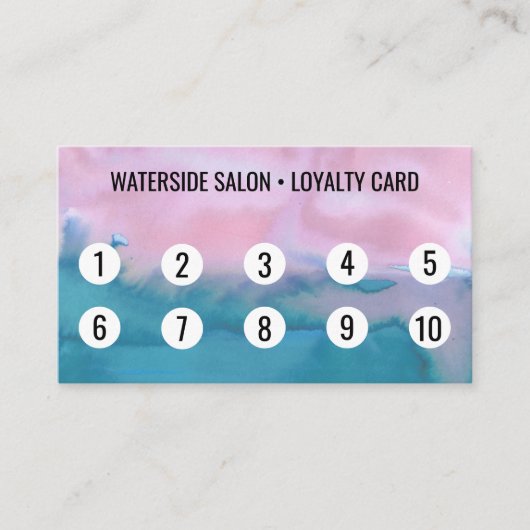 Roze Blauwgroen Waterverf Abstract 10 Klantenkaartje (Voorkant)