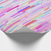 Roze blauwgroen waterverf abstracte strepen patroo cadeaupapier (Hoek)