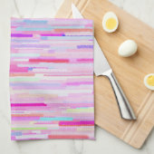 Roze blauwgroen waterverf abstracte strepen patroo theedoek (Quarter Fold)