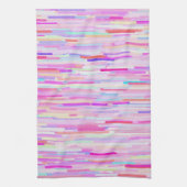Roze blauwgroen waterverf abstracte strepen patroo theedoek (Verticaal)