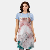 Roze Blauwgroen Waterverf Beauty Professional Schort (Gedragen)