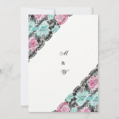 roze blauwgroen waterverf bloemenkant Bruiloft Kaart (Achterkant)