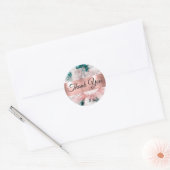 Roze Blauwgroen Waterverf Dank u Ronde Sticker (Envelop)