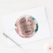 Roze Blauwgroen Waterverf Elegant Dank u Ronde Sticker (Envelop)