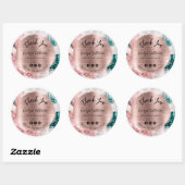 Roze Blauwgroen Waterverf Elegant Dank u Ronde Sticker (Vel)