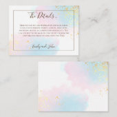 Roze Blauwgroen Waterverf Gold Confetti bruiloft - Informatiekaartje (Voorkant / Achterkant)