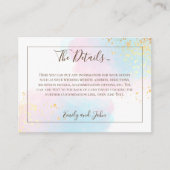 Roze Blauwgroen Waterverf Gold Confetti bruiloft - Informatiekaartje (Voorkant)