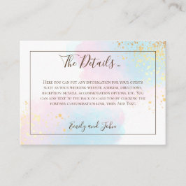 Roze Blauwgroen Waterverf Gold Confetti bruiloft - Informatiekaartje
