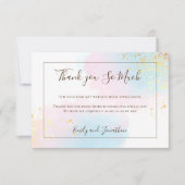 Roze Blauwgroen Waterverf Goud Confetti Bruiloft Bedankkaart (Voorkant)