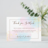 Roze Blauwgroen Waterverf Goud Confetti Bruiloft Bedankkaart (Staand voorkant)