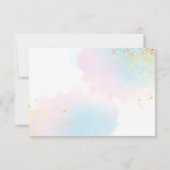 Roze Blauwgroen Waterverf Goud Confetti Bruiloft Bedankkaart (Achterkant)