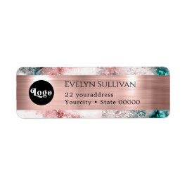 Roze blauwgroen waterverf logo retour adres label