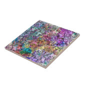 Roze blauwgroen waterverf met de hand geschilderde tegeltje (Zijkant)