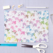 Roze blauwgroen waterverf modern palmboompatroon tissuepapier (Craft)