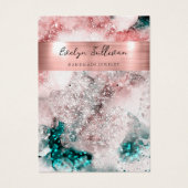 Roze blauwgroen waterverf oorbel display kaart (Voorkant)