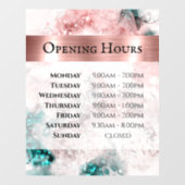 Roze Blauwgroen Waterverf Openingstijden Venster C Raamsticker (Vel)