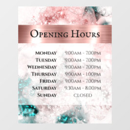 Roze Blauwgroen Waterverf Openingstijden Venster C Raamsticker