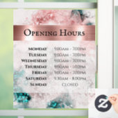 Roze Blauwgroen Waterverf Openingstijden Venster C Raamsticker (Huis)