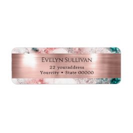 Roze blauwgroen waterverf retour adres label