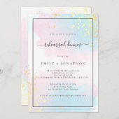 Roze Blauwgroen Waterverf Weddenschappen Kaart (Voorkant / Achterkant)