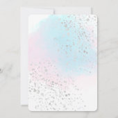 Roze Blauwgroen Waterverf Zilver Confetti Bruiloft Kaart (Achterkant)