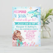 Roze Blauwgroen Zeemeermin en Haai Verjaardagsuitn Kaart (Staand voorkant)