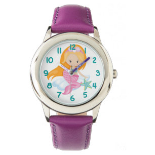 Roze Blauwgroen Zeemeermin Kinder Horloge