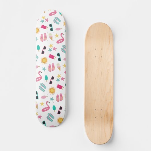 Roze Blauwgroen zomerbakpatroon Persoonlijk Skateboard (Voorkant)
