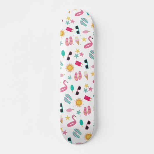 Roze Blauwgroen zomerbakpatroon Persoonlijk Skateboard (Voorkant)