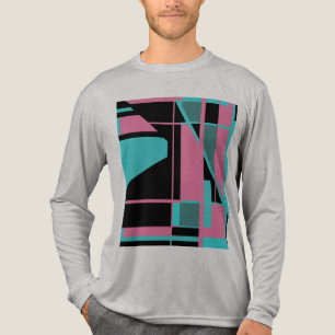 Roze Blauwgroen Zwart Geometrische Abstracte Kunst Tri-Blend Shirt