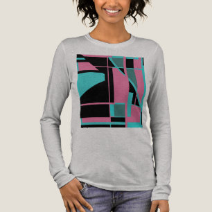 Roze Blauwgroen Zwart Geometrische Abstracte Kunst Tri-Blend Shirt