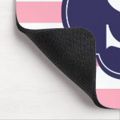 Roze blauwstrip monogram muismat (Hoek)