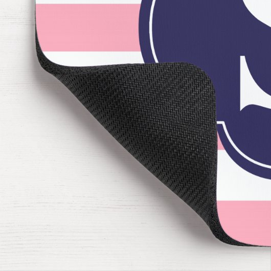Roze blauwstrip monogram muismat (Hoek)